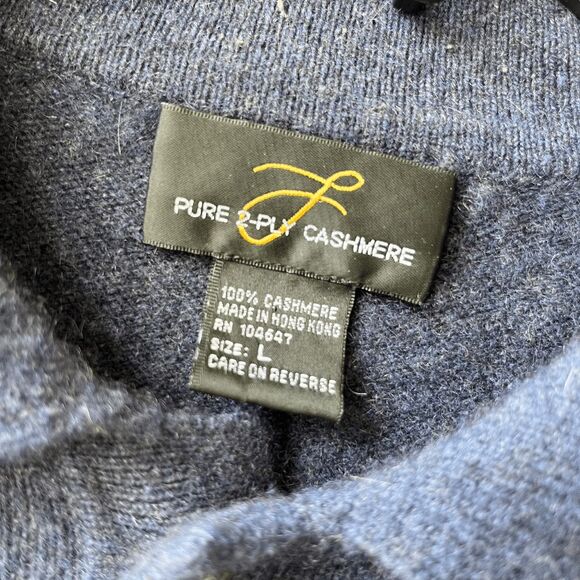 VTG Mens 100% Cashmere Polo Sweater L Hong Kong Blue Soft 2-Ply Knit - Picture 6 of 6